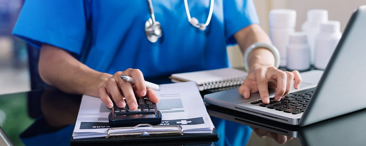 doctor working on medical billing