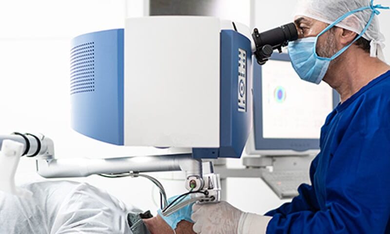 doctor performing an opthalmology procedure